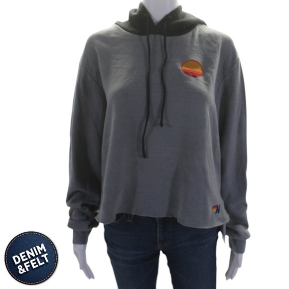 Aviator Nation Gray Hoodie with Black Hood - Picture 1 of 13